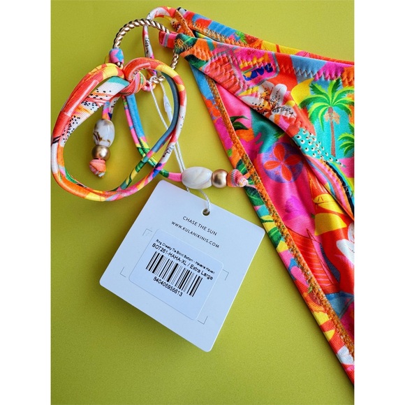 Sz XL Kulani Kinis Havana Haven Brazilian Low Rise Multicolor Bikini Bottom NWT - Picture 6 of 8